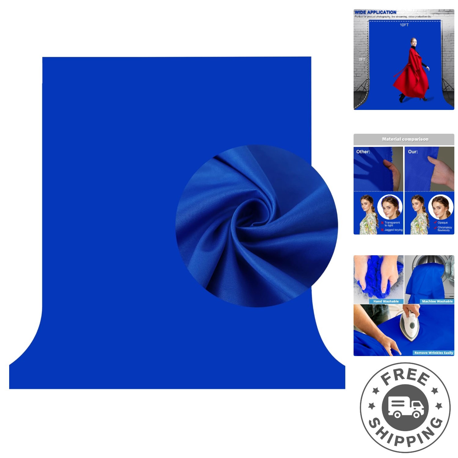 High-Density 10X7 FT Royal Blue Photo Background – Perfect for Video Meetings