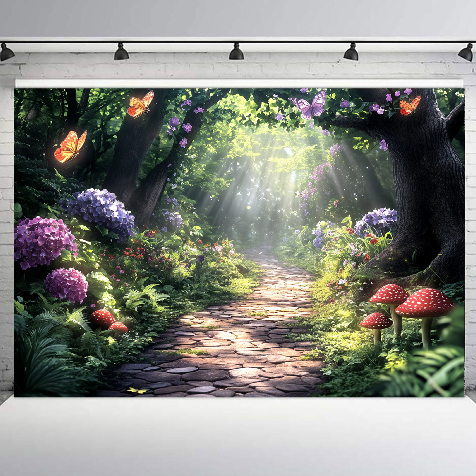 10x8ft Purple Floral Sunshine Through Fairy Forest Photo Background Studio Props