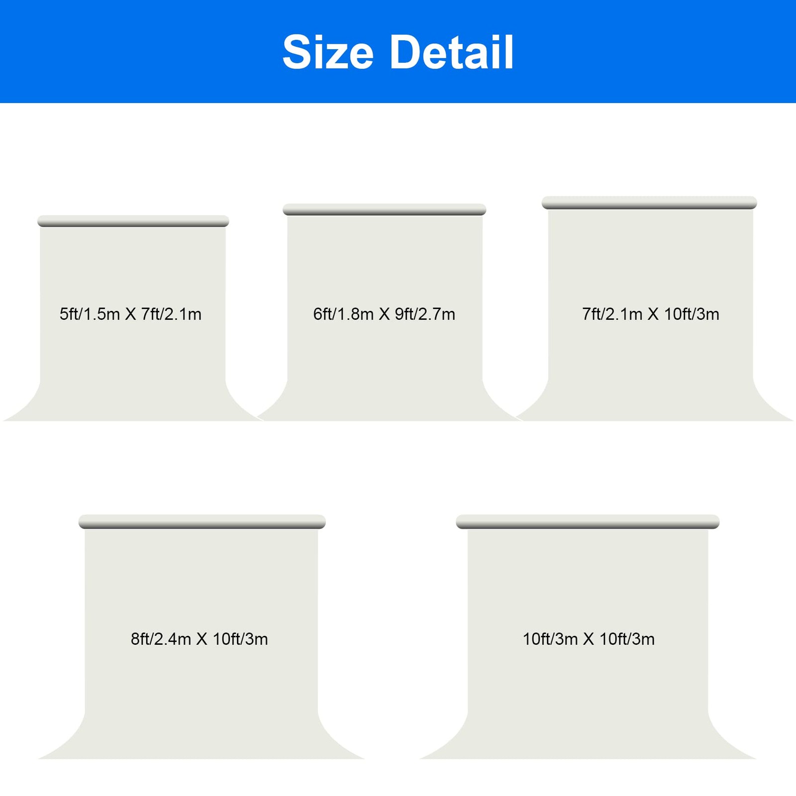 7x10Ft White Photography Backdrop Foldable Screen for Photoshoot Zoom Meeting