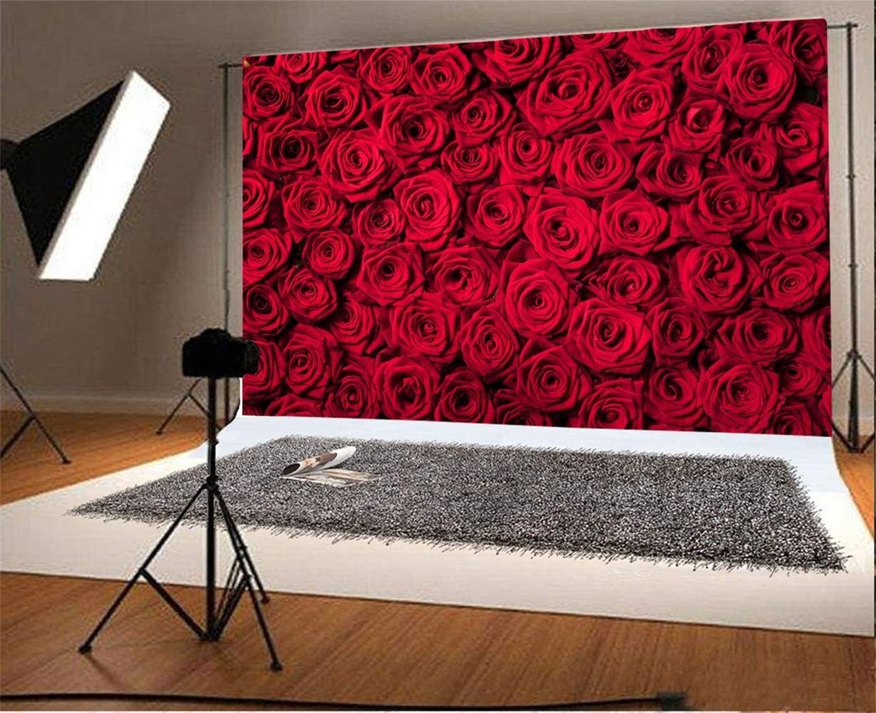 10x8ft Red Rose Backdrop – Floral Wall Background for Weddings, Parties, & Photo