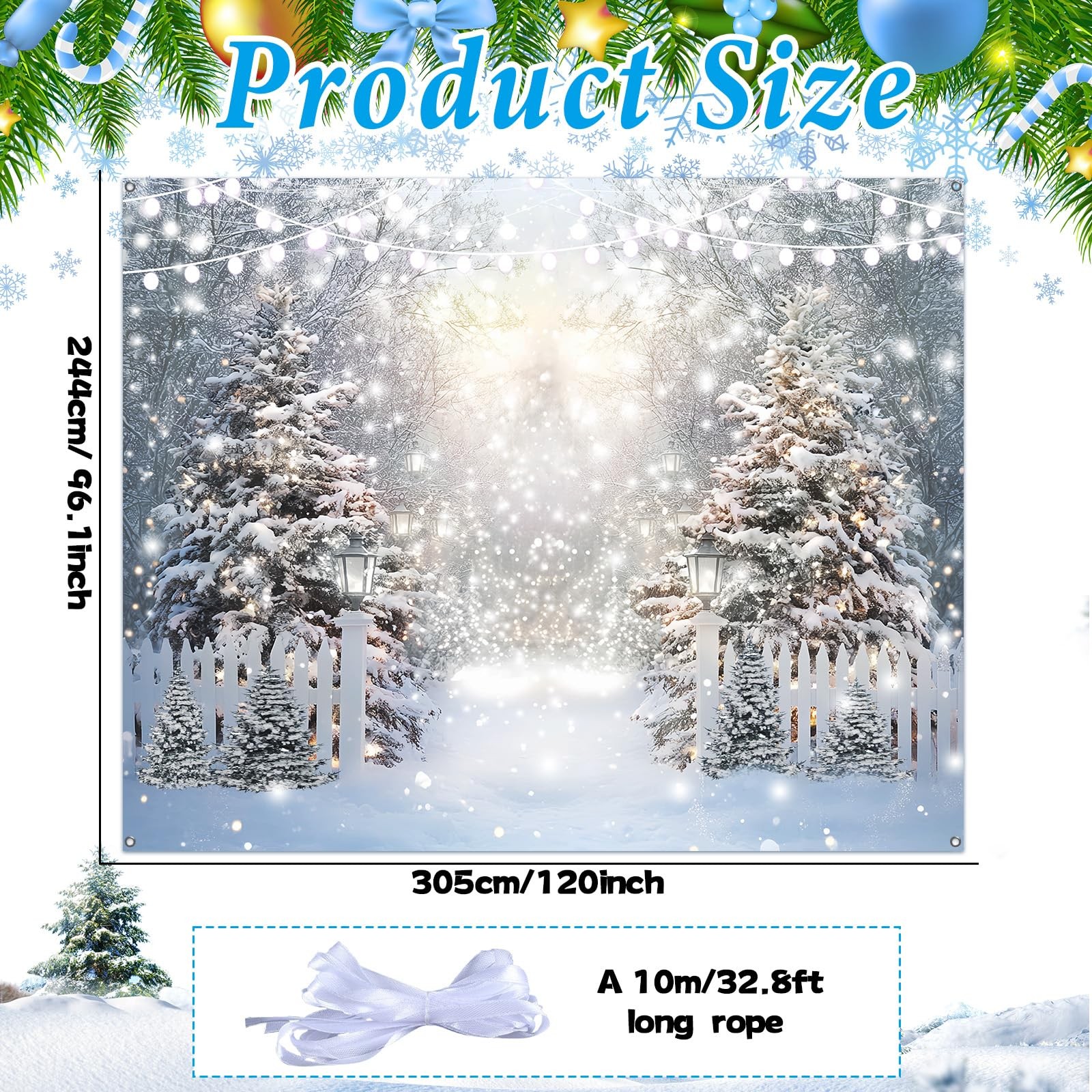 10x8FT Winter Forest Scene Photography Backdrop Snowy Forest Landscape Backgr…