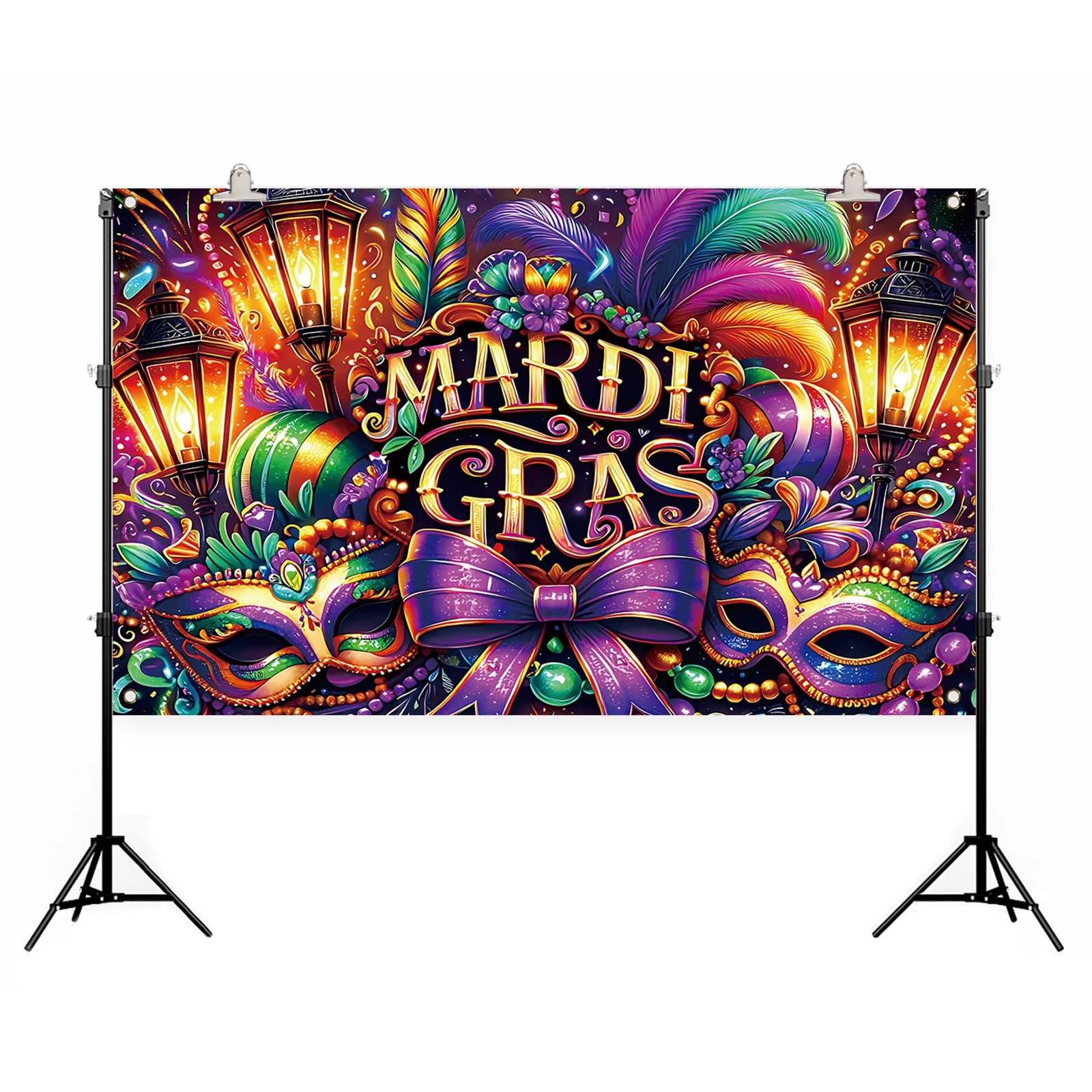 Mardi Gras Photo Backdrop New Orleans Carnival Masquerade Home Party Decor