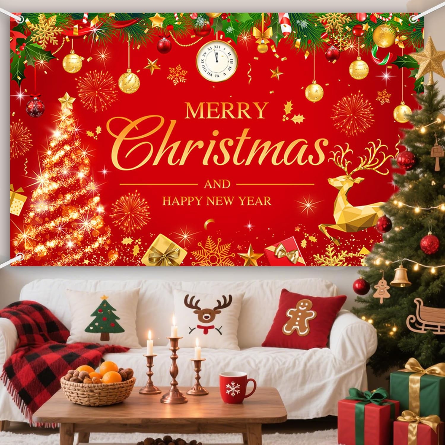 Merry Christmas Banner Decorations Merry Christmas and Happy New Year Banner Pho