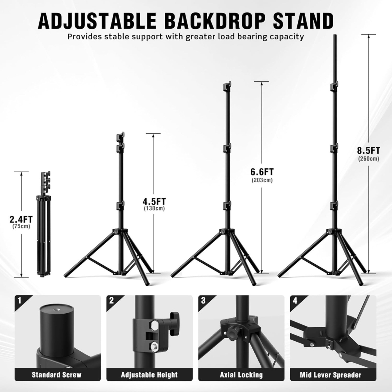 10FT Adjustable Photography Background Stand Photo Backdrop Holder With Sandbags