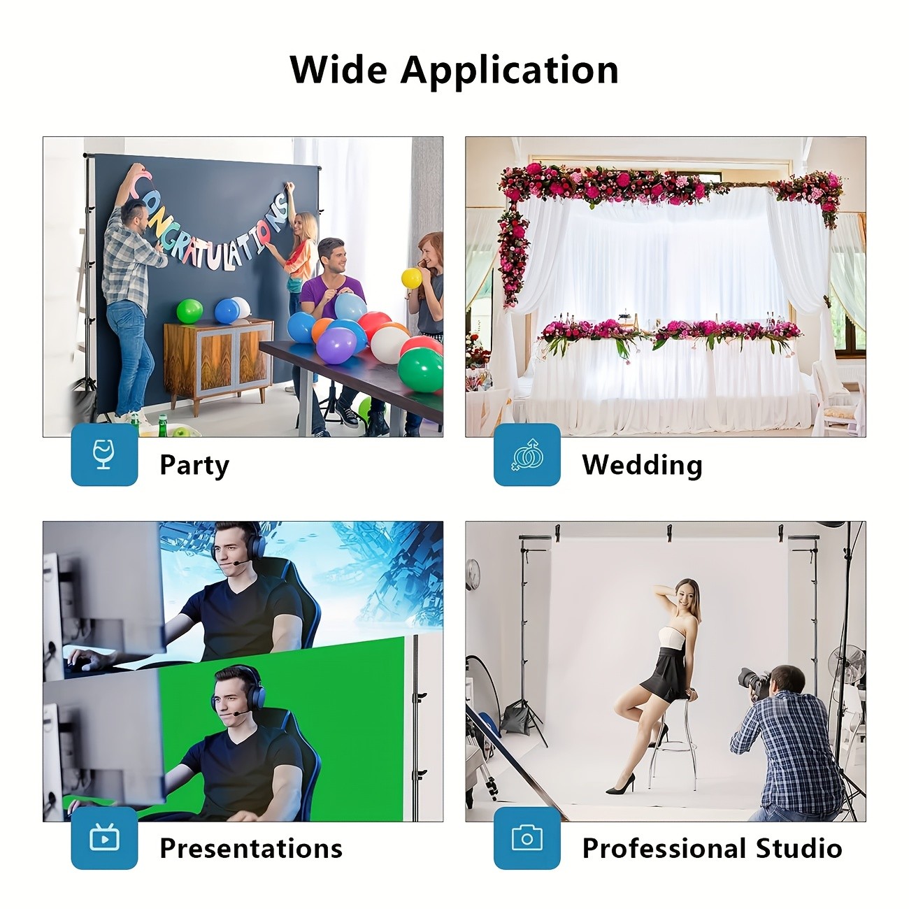 Backdrop Stand Background Stand Kit 6.5 x 6.5 ft for Party & Photo Studio + Case