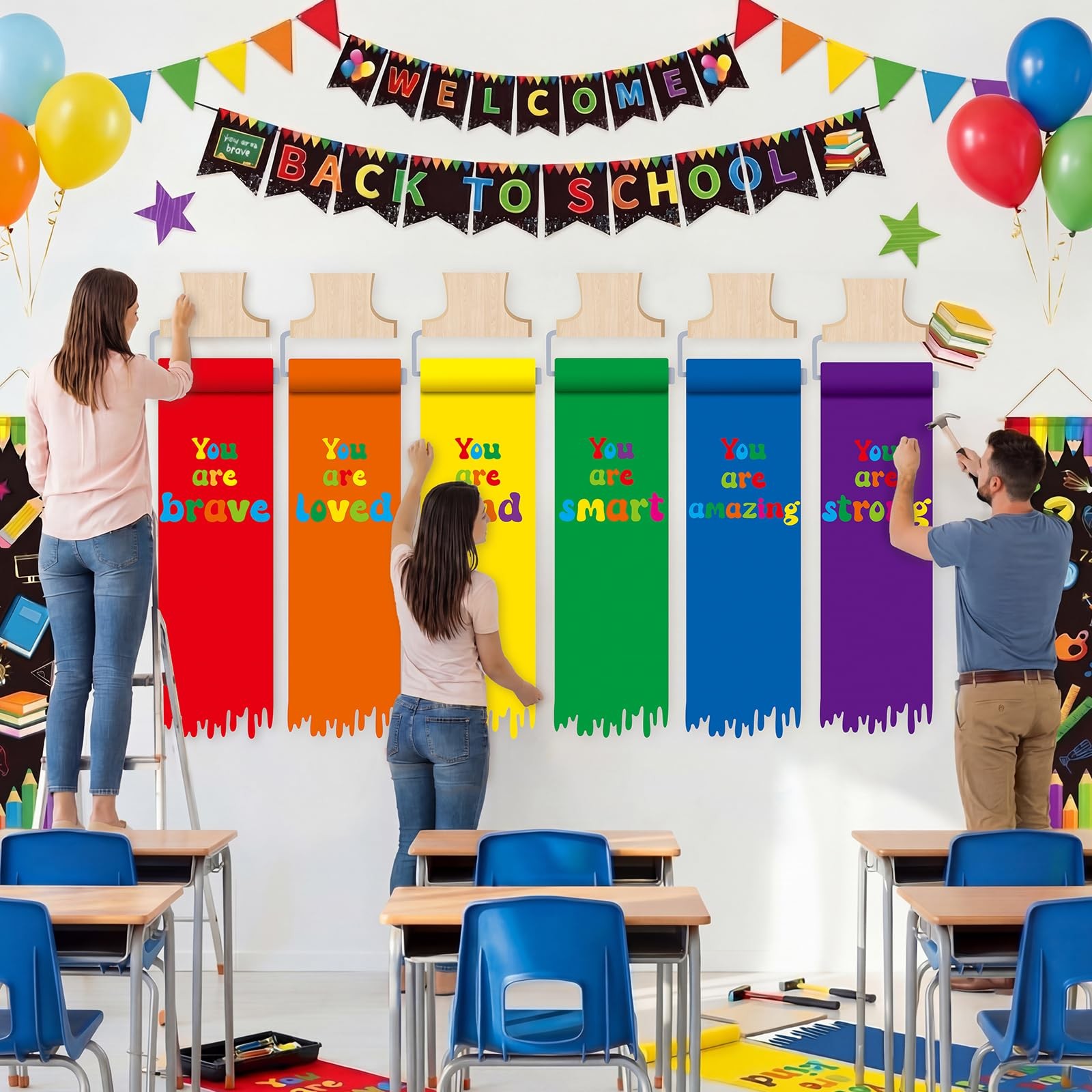 6 Sets Art Painting Classroom Wall Decor Back to Art Classroom Backdrop Inspi…