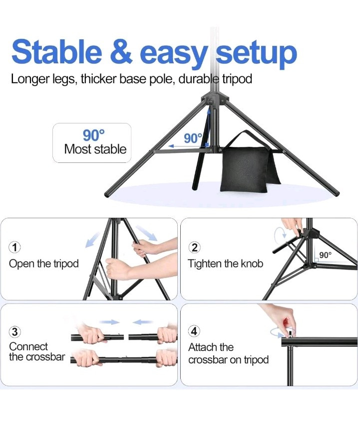 New Emart Backdrop Stand 10x7ft(WxH) Photo Studio Adjustable Background Stand