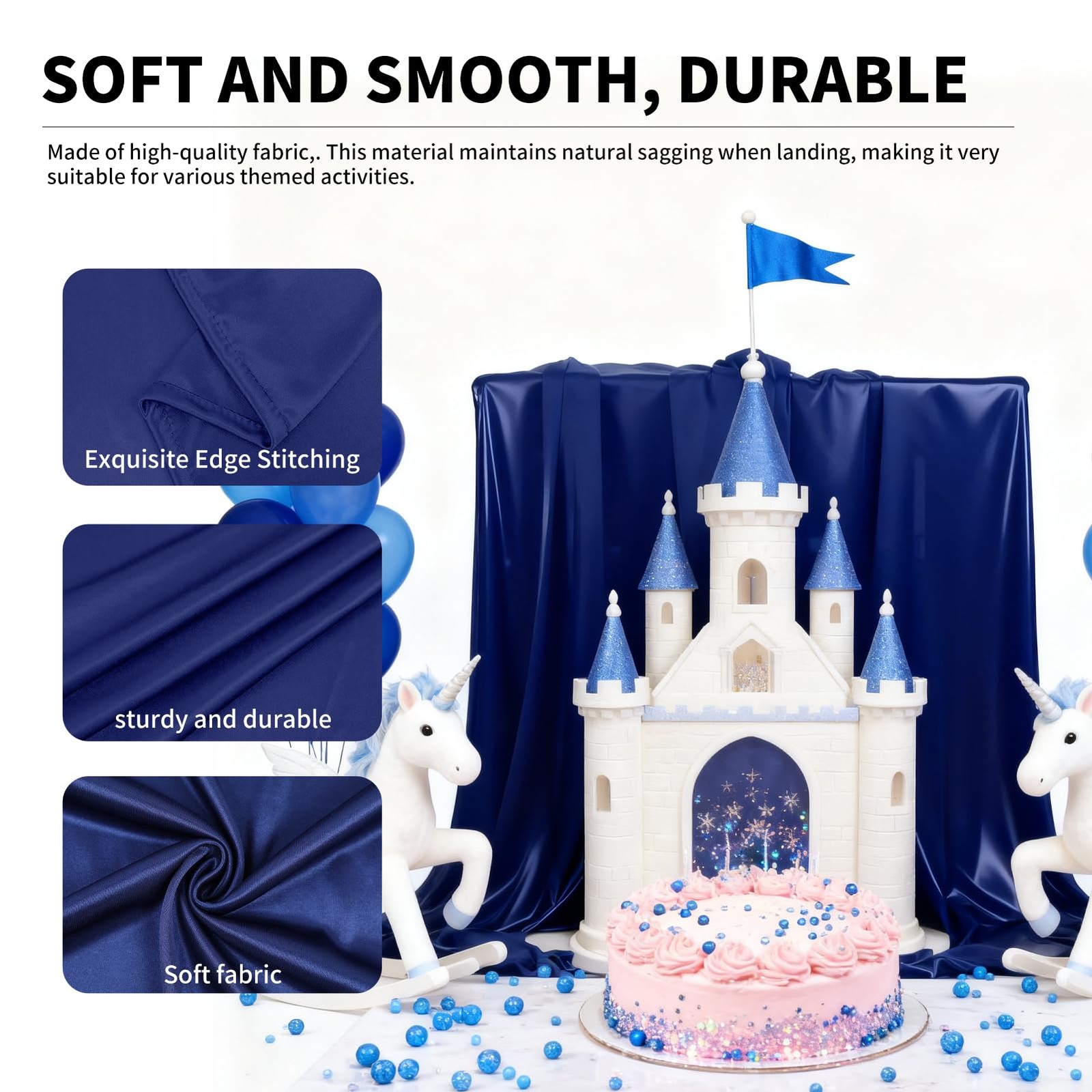 2 PCS 5×10 FT Navy Blue Photo Stage Backdrop Curtains Drapes Photography Party