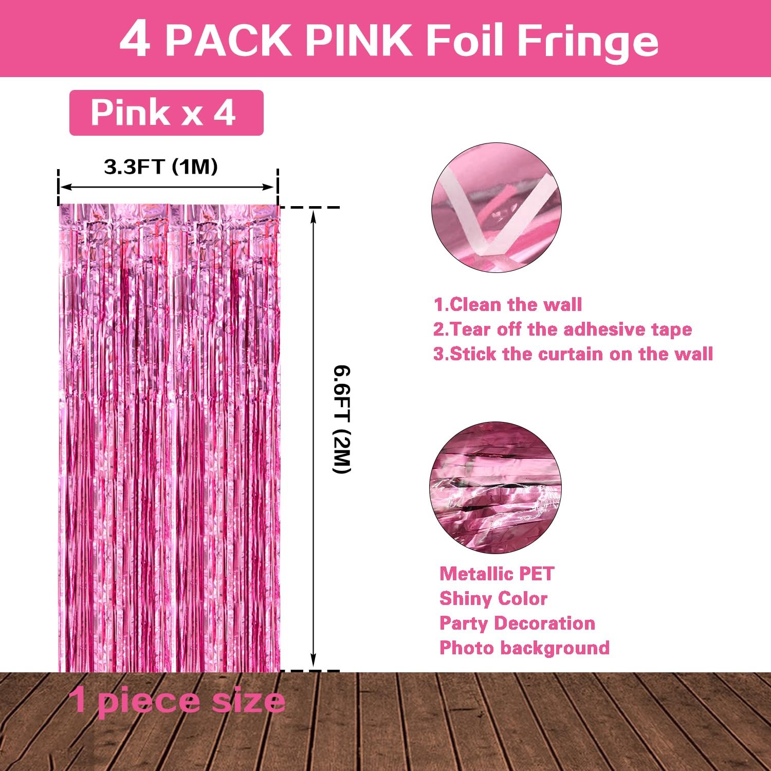 Party Streamers Decoration Foil Pink Backdrop Curtains Wedding Valentines Decor