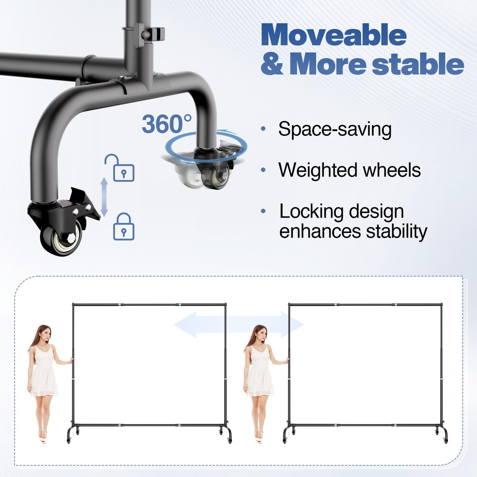 10×7.5ft Backdrop Stand with Wheels, Heavy Duty Back Drop Adjustable Photo Ba…