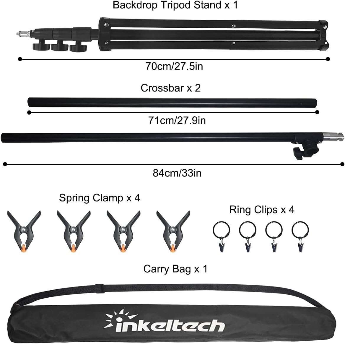 T-Shape Backdrop Stand Kit, 6.7ft x 5ft Adjustable Background Support