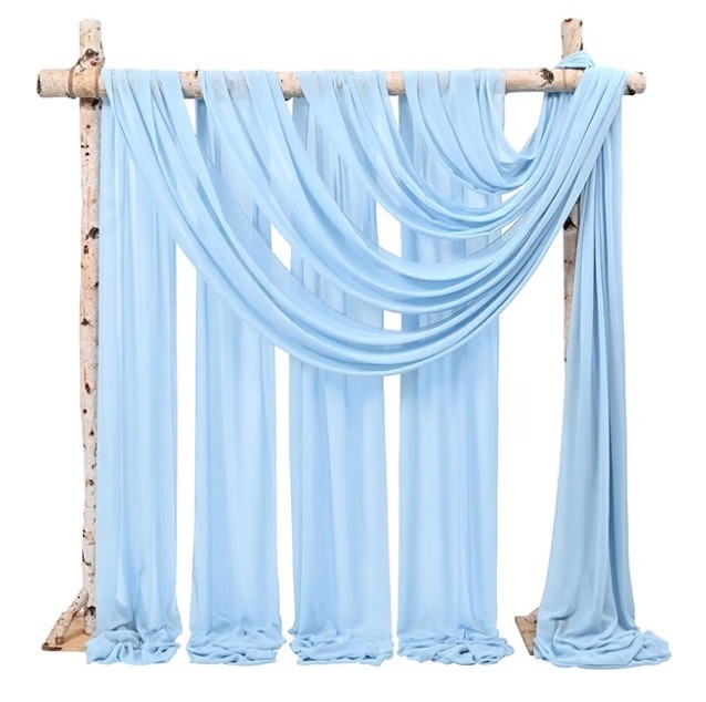 Wedding Arch Drapes Fabric 4 Panels 20Ft L x 28” Baby Blue Arch Chiffon Curtains