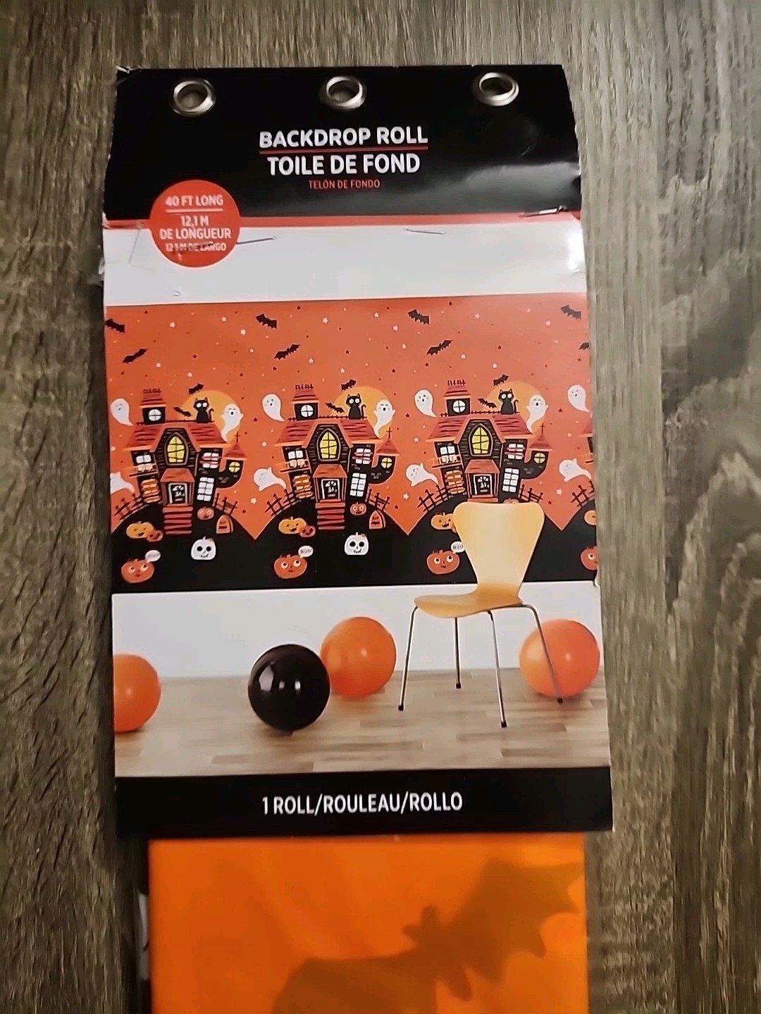 New-Halloween Backdrop Orange Moon Night Graveyard Halloween Banner Spooky House