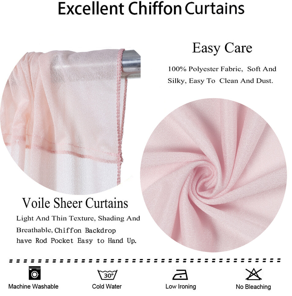 5′ x 10′ Chiffon Backdrop Panel Curtain PhotoBackground Wedding Arch Stage Décor