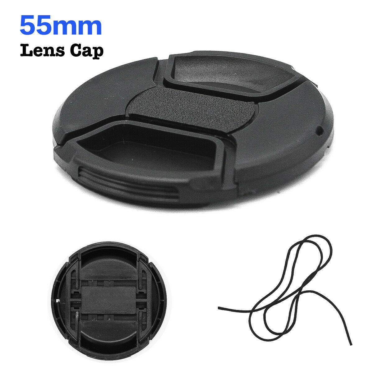 55mm Camera Snap-on Len Lens Cap Cover with Cord Filter Lens Cap for Nikon Canon