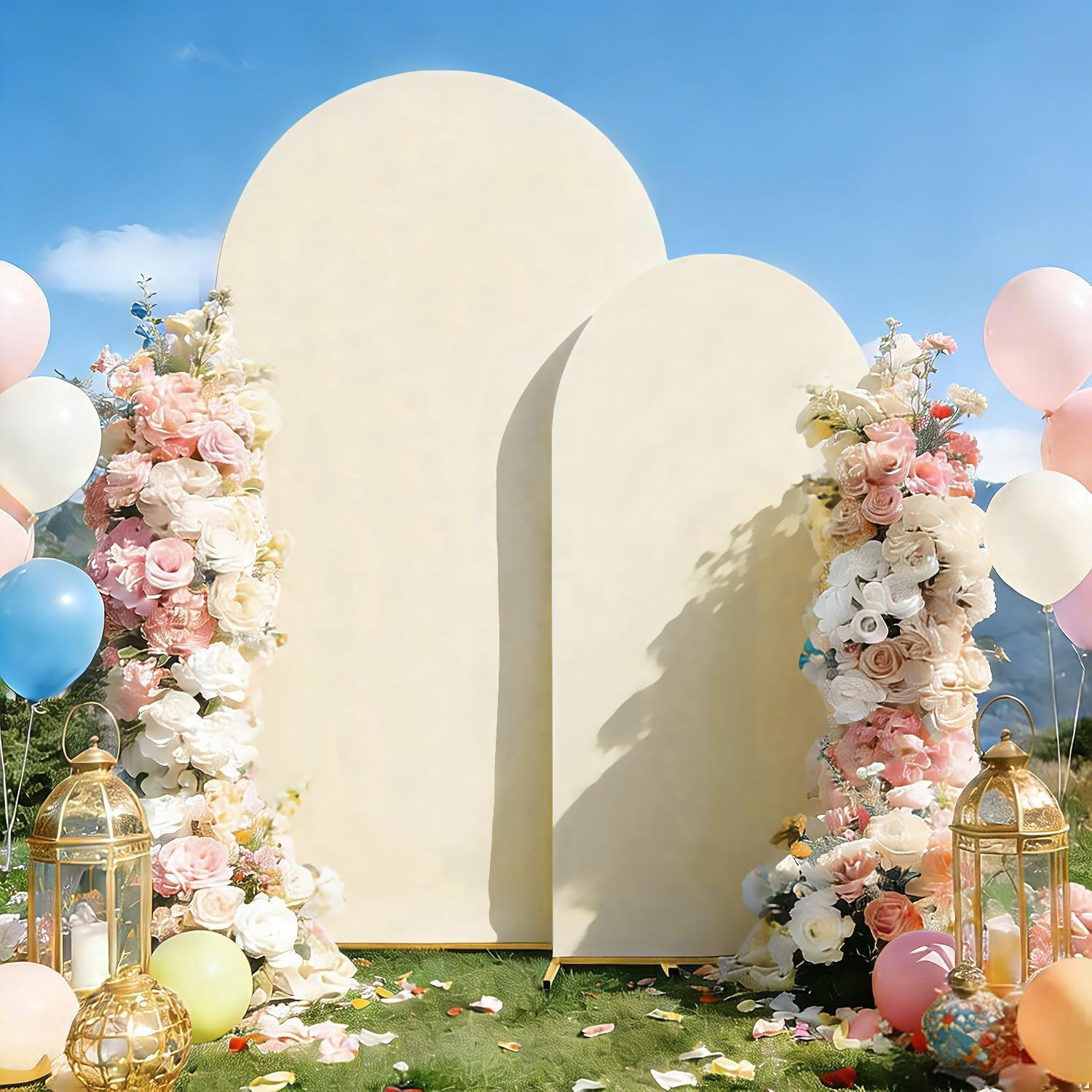Beige Arch Covers 7.2 and 6Ft Wedding Arch Backdrop Cover Set of 2 Baby Shower B