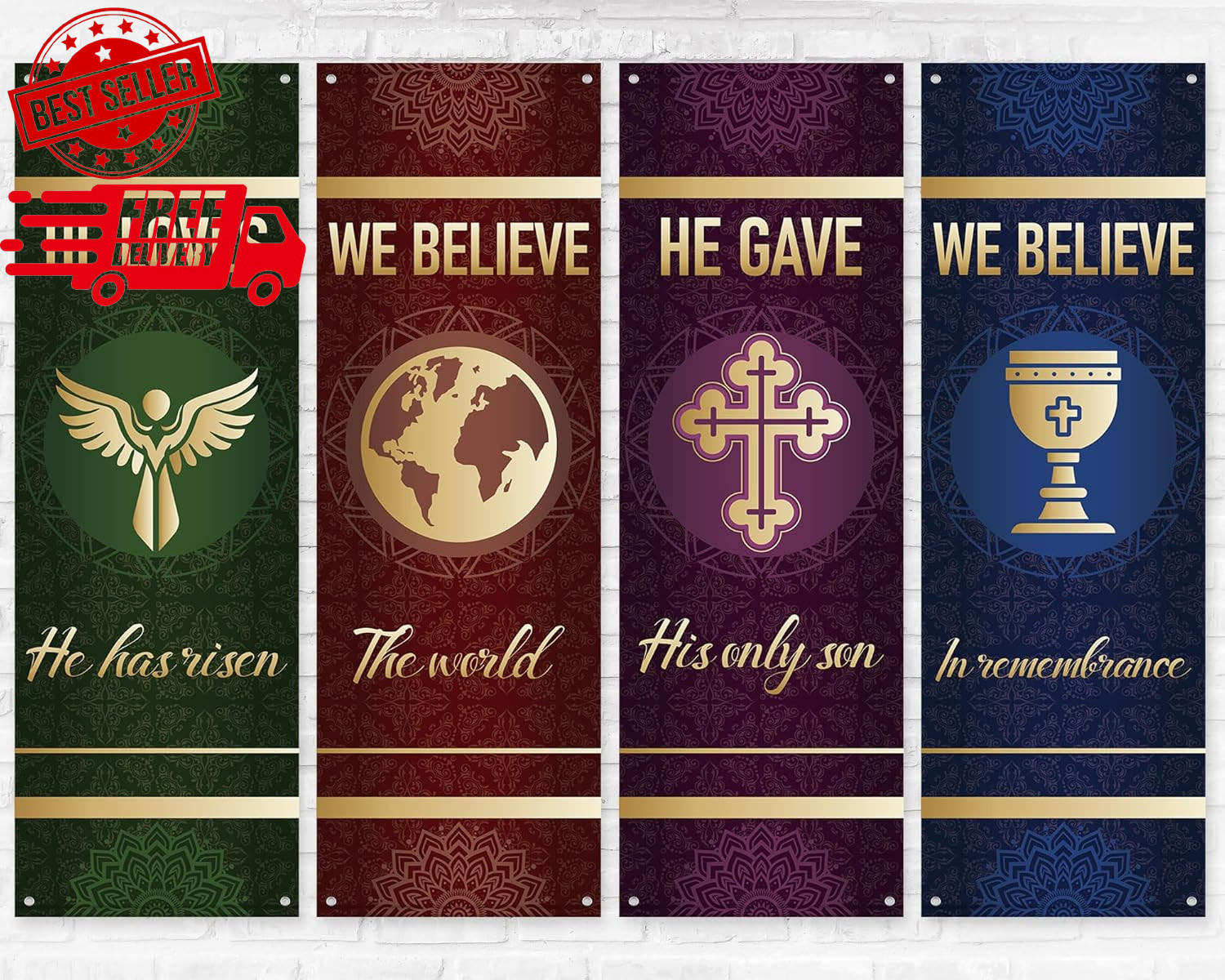 4Pcs Church Banners for Sanctuary Wall Welcome Inspirational Religious Banner…