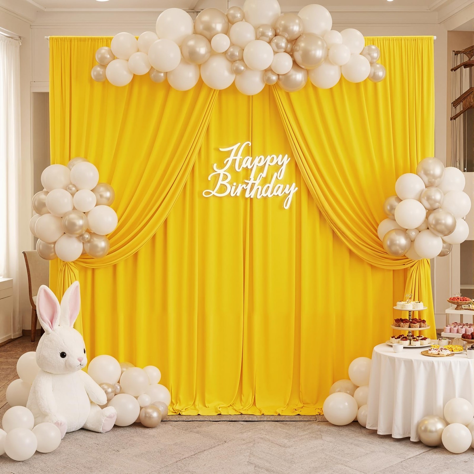 10x10ft Yellow Backdrop Curtain 2 Panels 5x10ft Wrinkle Free Polyester Drapes
