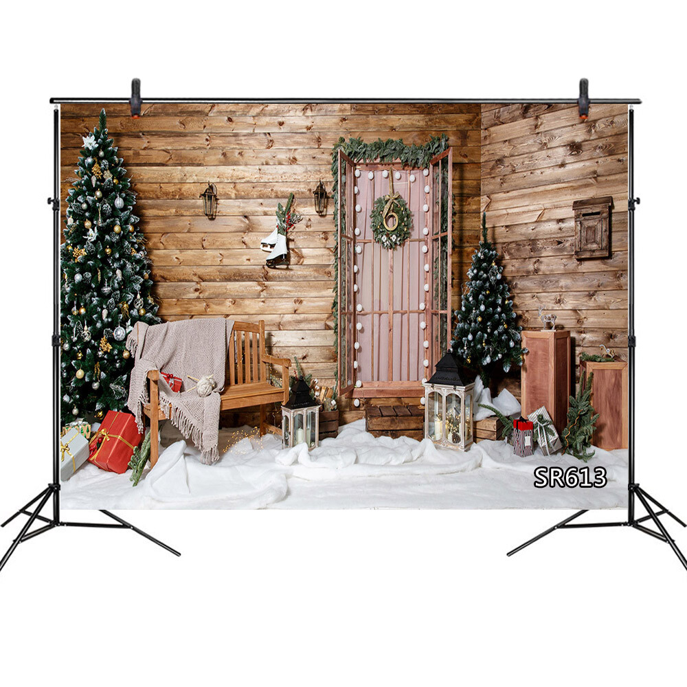 10x8ft Rustic Wood Wall Home Decor Xmas Tree Photo Background Vinyl Backdrop LB