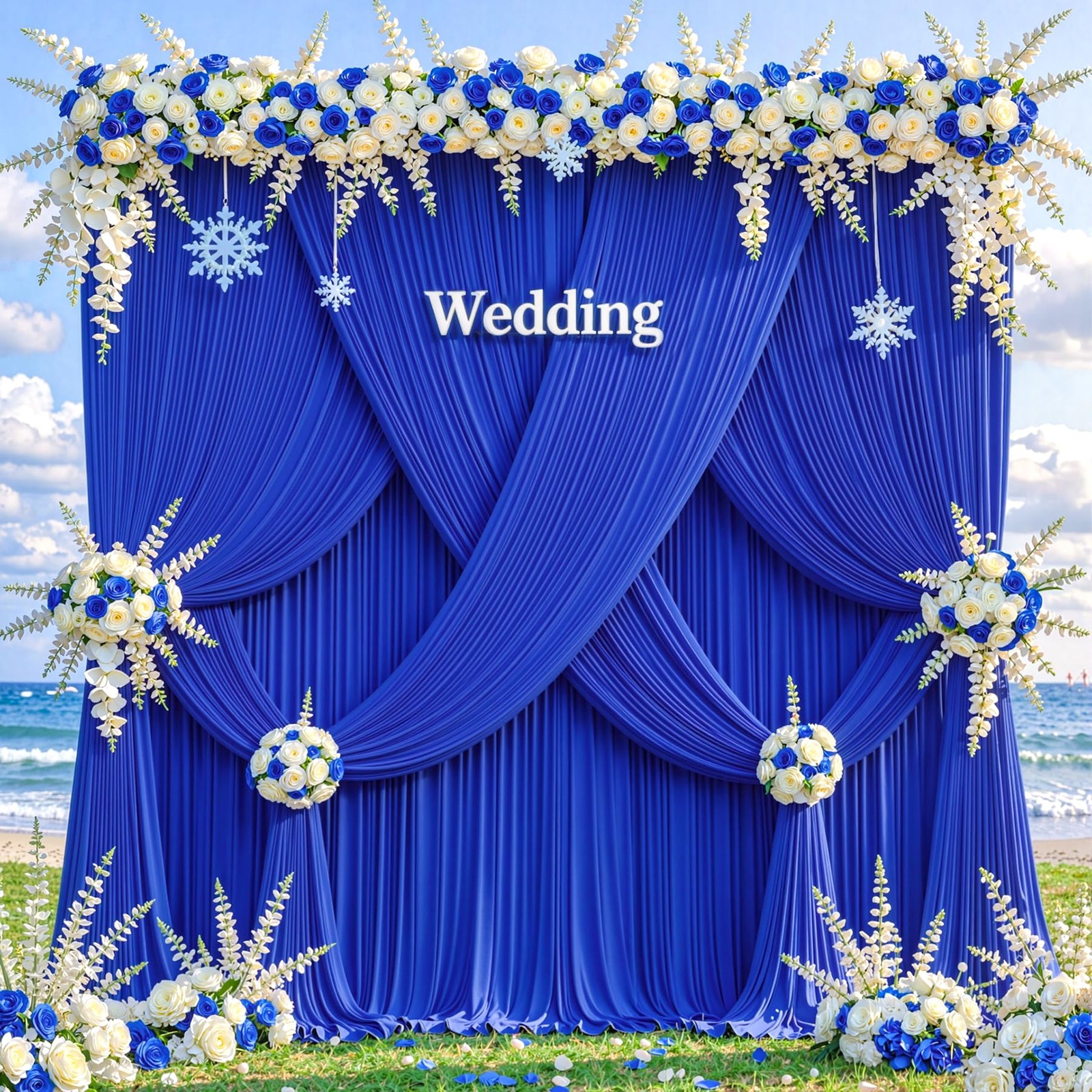 50ftx12ft Wrinkle Free Royal Blue 5′(W) x 12′(H), 10 panels,