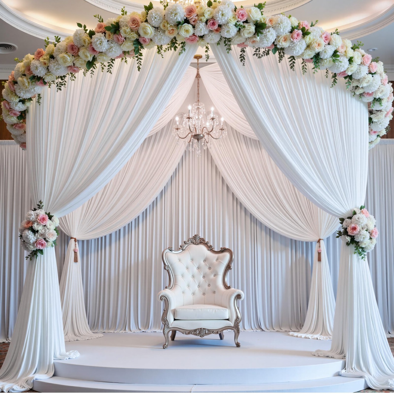 10×14 Ft White Backdrop Curtains 2 Panels Wrinkle Free Fabric Drapes