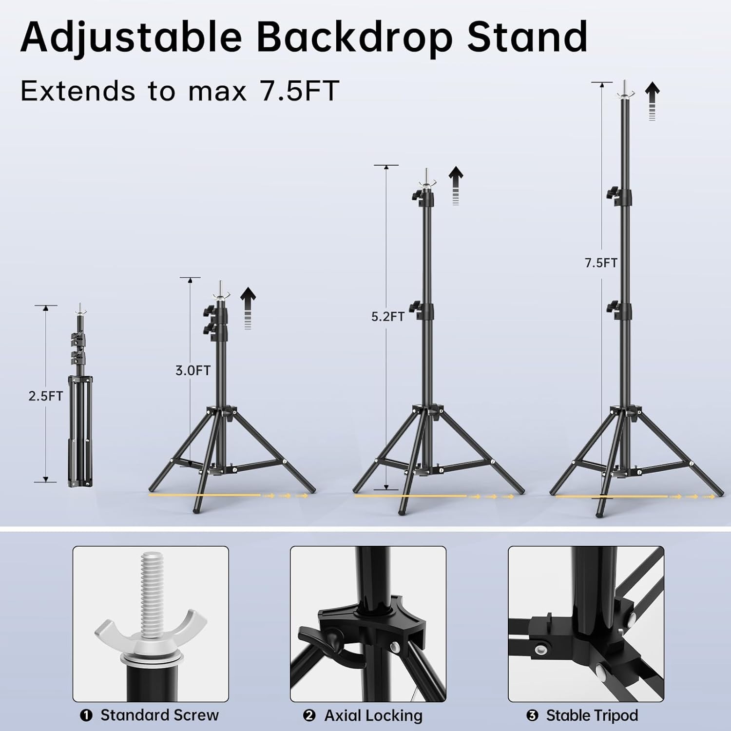 Lightweight and Sturdy 7.5FT x 10FT Backdrop Stand Kit for Photos and Events