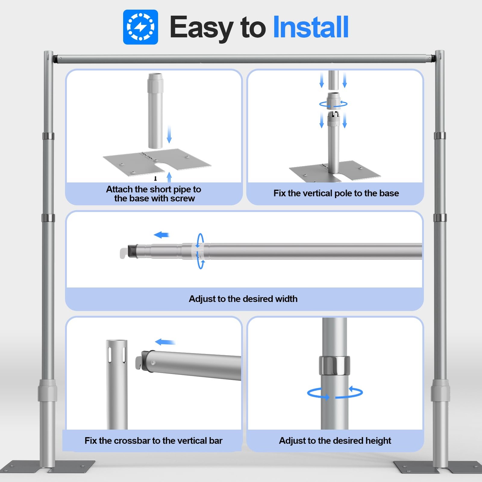 Pipe and Drape Backdrop Stand Kit, 10ftx10ft Heavy Duty Backdrop Stand, Adjus…