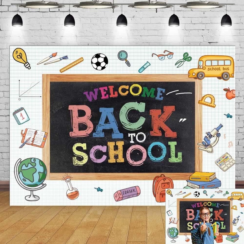 Welcome Back To School Backdrop First Day Kids Teacher Blackboard Photo 7×5 ft