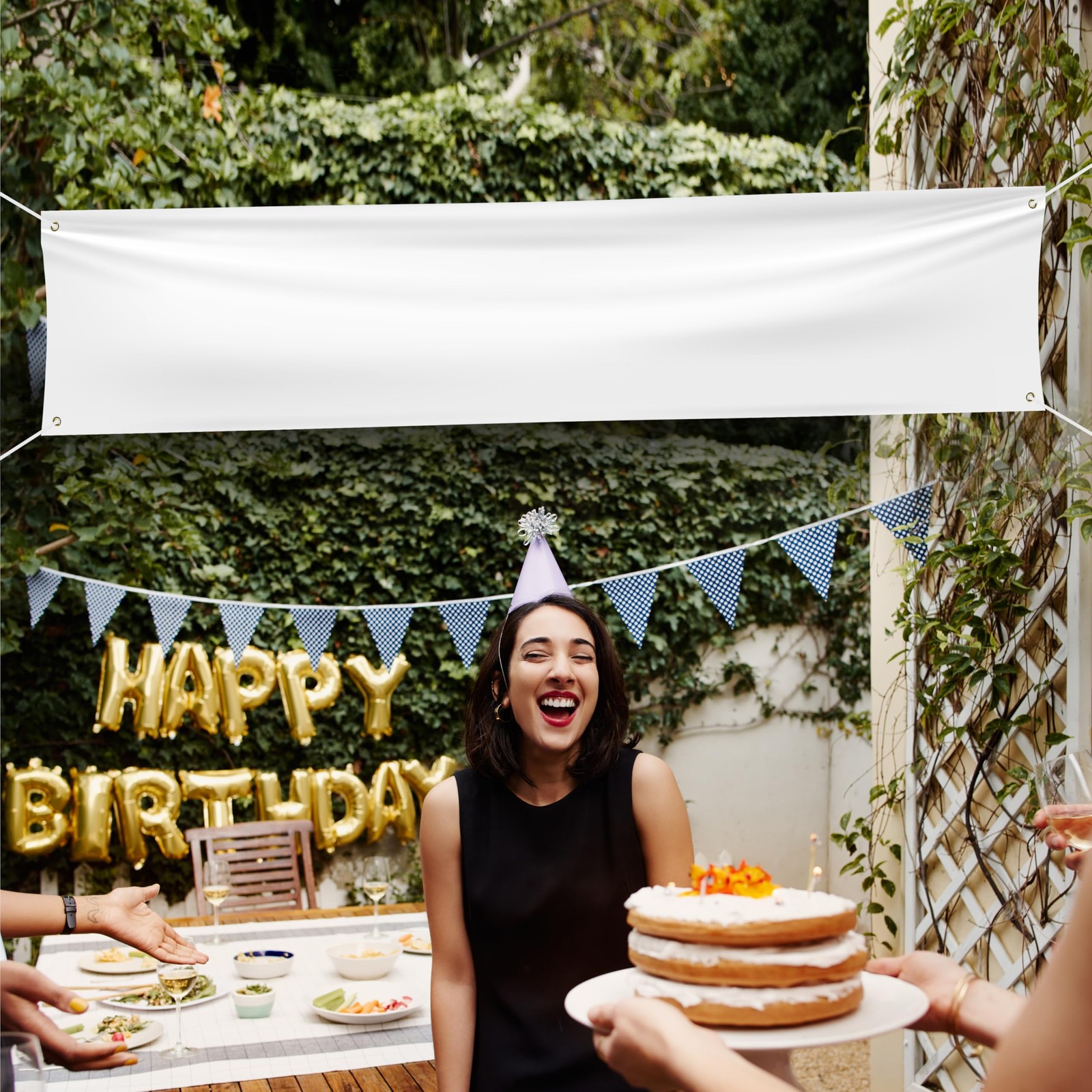 Blank DIY Banners Polyester Oxford Cloth White Banner with Hanging Rope for W…