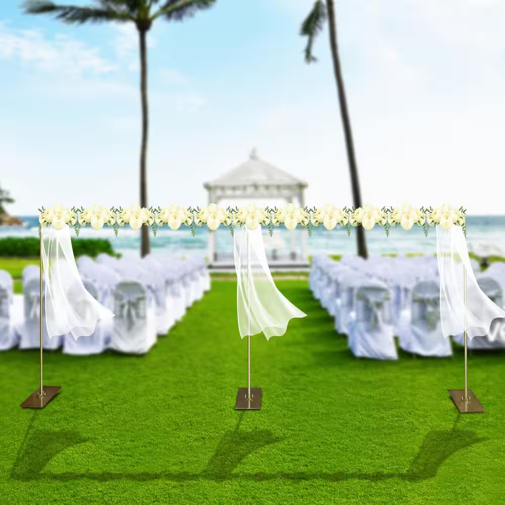 118.2 In. X 236.4 In. Heavy-Duty Wedding Backdrop Stand Kit with Metal Steel Bas