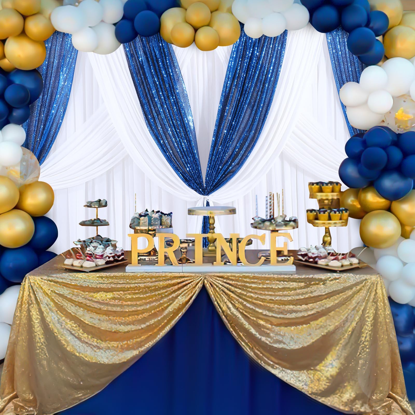 Royal Blue Sequin Backdrop Curtains 2 Packs 2ftx8ft Sparkly Backdrop Fabric G…
