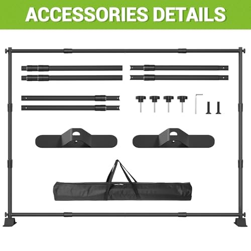10 x 8 Ft Heavy Duty Backdrop Banner Stand, Adjustable Photo Background