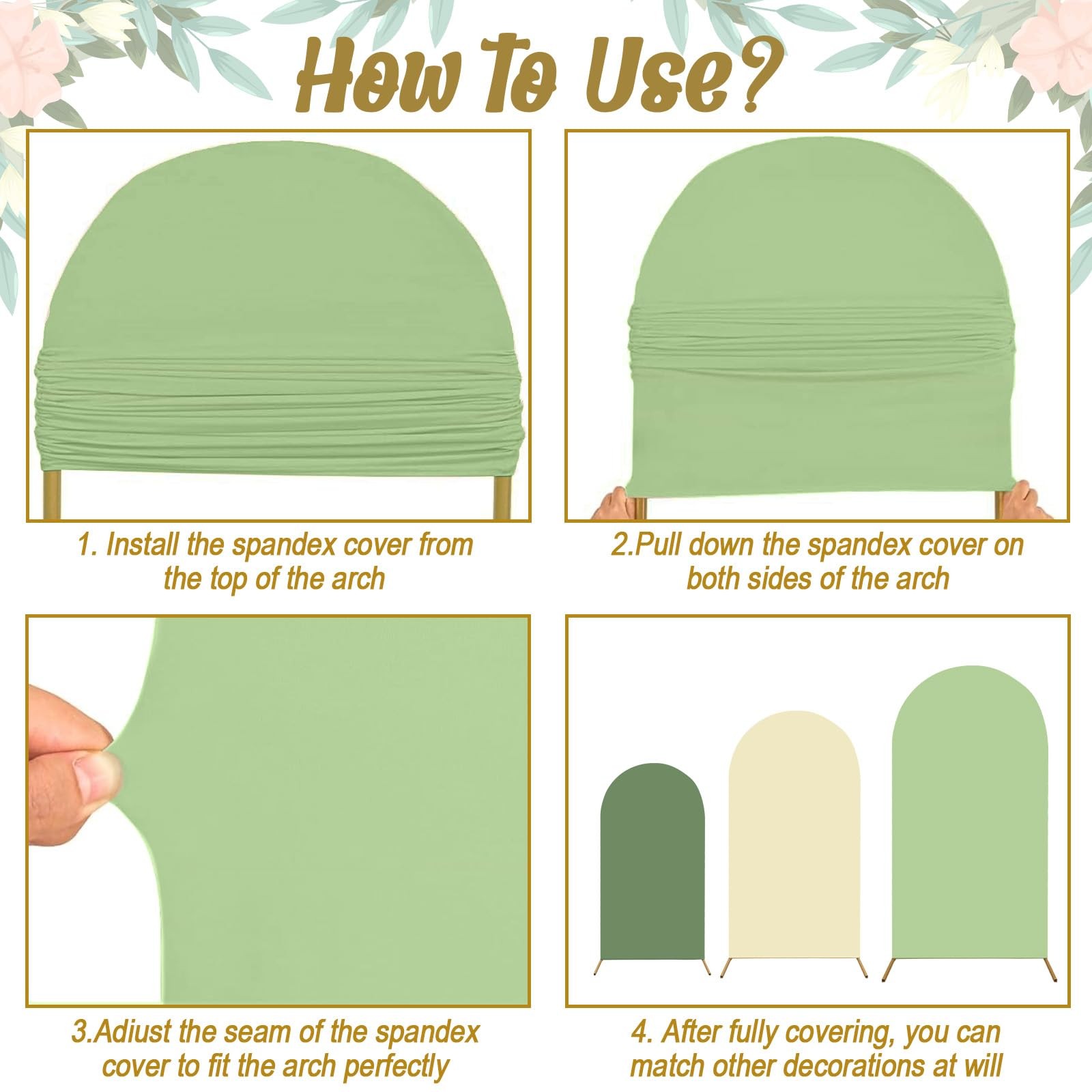 OurWarm Arch Cover Set of 3, 4FT 5FT 6FT Round Arch Backdrop Covers, Spandex …