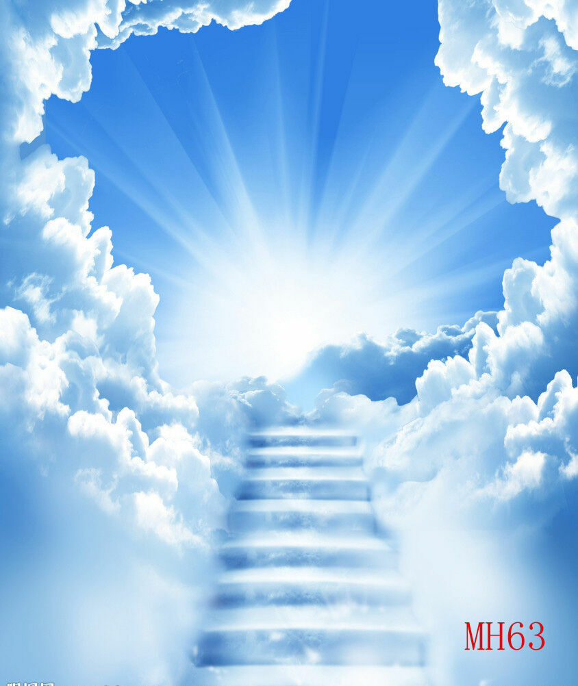 Blue Sky Photography Backdrop Stairway to Heaven Christ Light Photo Background