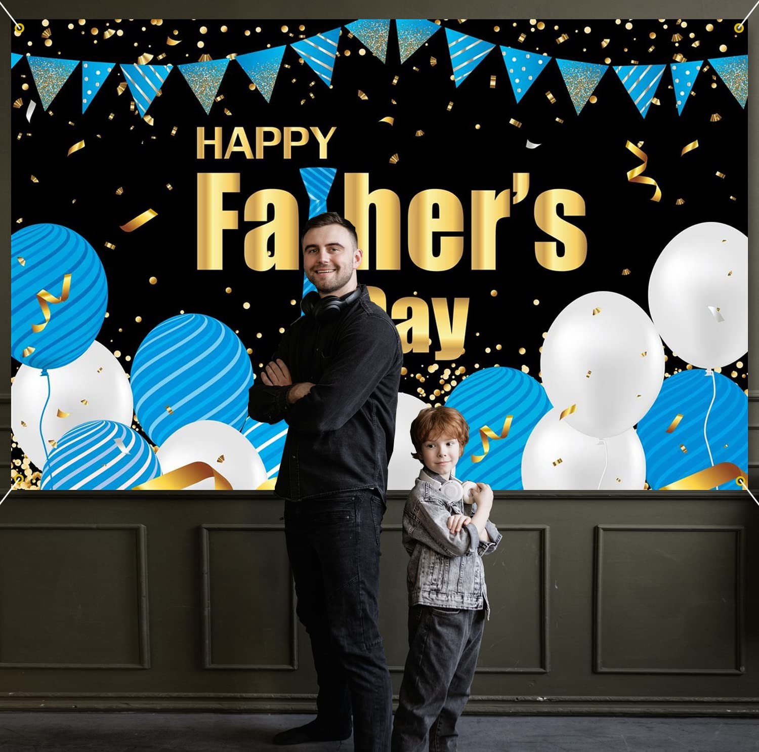 Backdrop Banner for Fathers Day Background Banner with Balloons Fathers Day Pa..