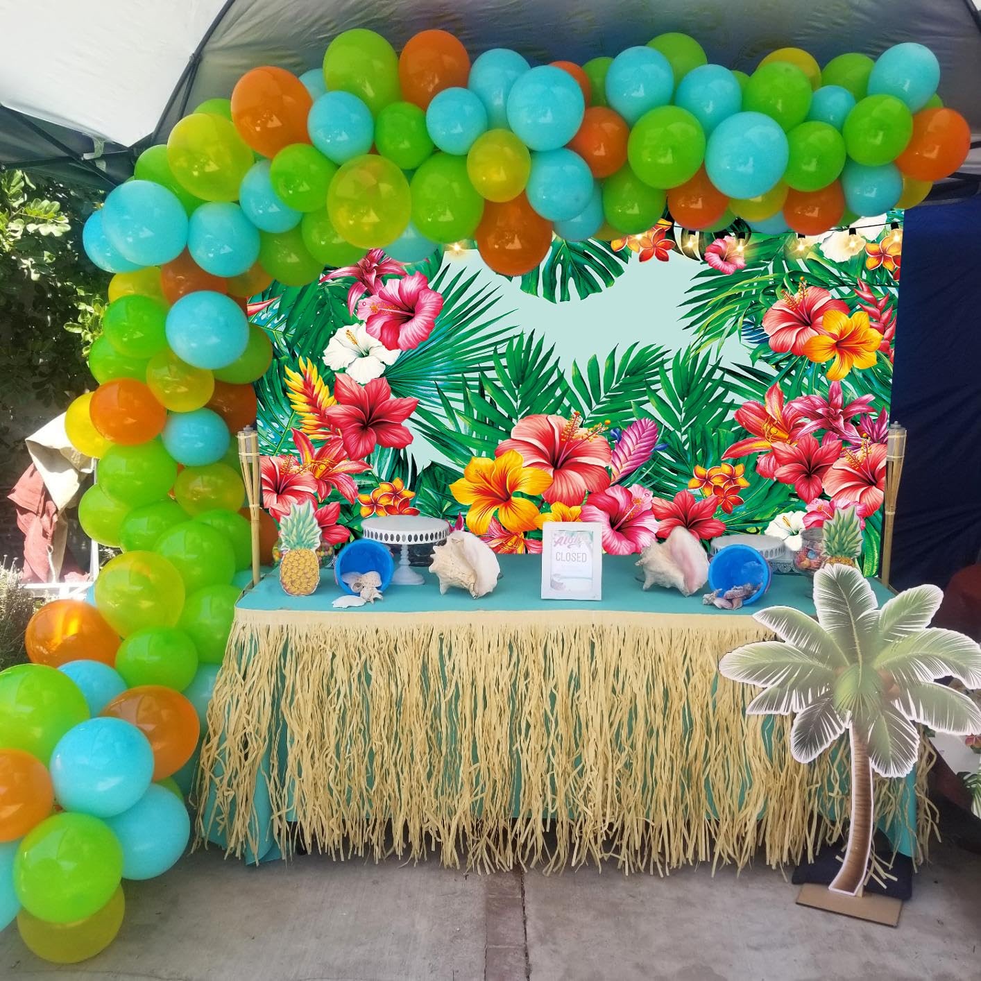 Tropical Palm Leaves Backdrop Floral Summer Jungle 7x5FT, green