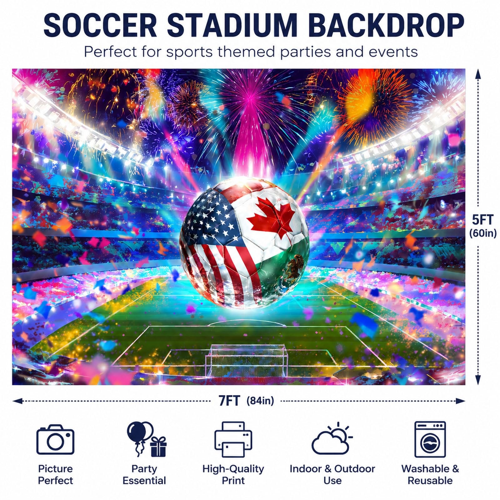 World Soccer Cup Photography Banner Backdrop, 2026 Football Trophy Match Spor…
