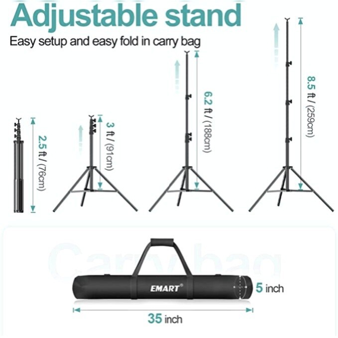 EMART 8.5 x 10 ft Photo Backdrop Stand Adjustable Photography Muslin Background