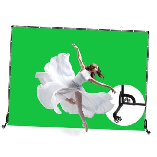 Backdrop Stand with Wheels & Backdrop 10x7ft(WxH) Screen with Stand, Green