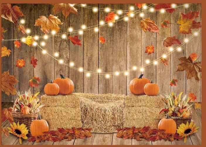 Fall Backdrop Photography Photo Background Holiday Portrait Pumpkin Banner 7’x5′