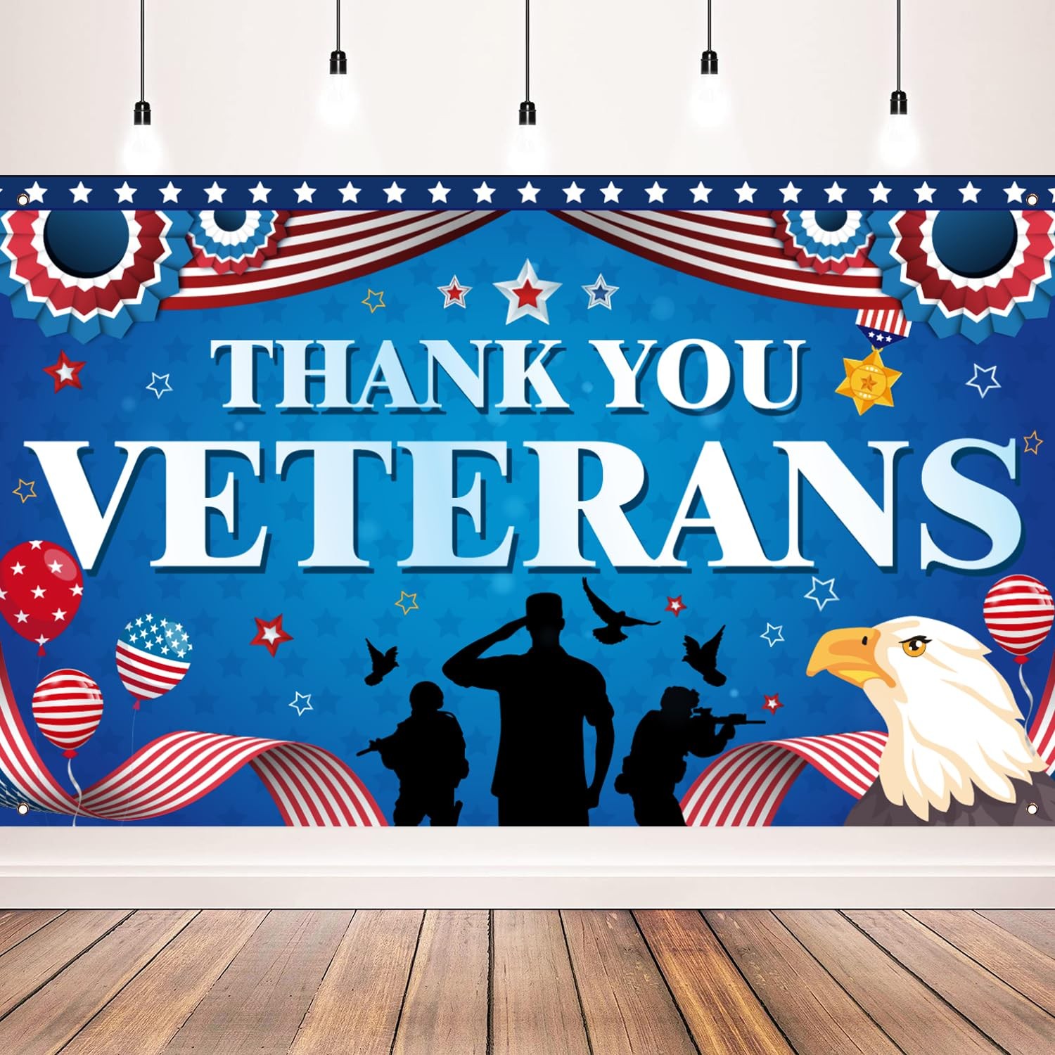 Thank You Veterans Backdrop Veterans Day Party Decorations 71×43 Inch
