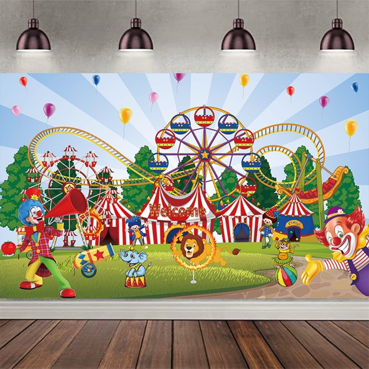 LOONELO Large Circus Carnival Backdrop with 70.8 inches x 43.3 inches, Blue