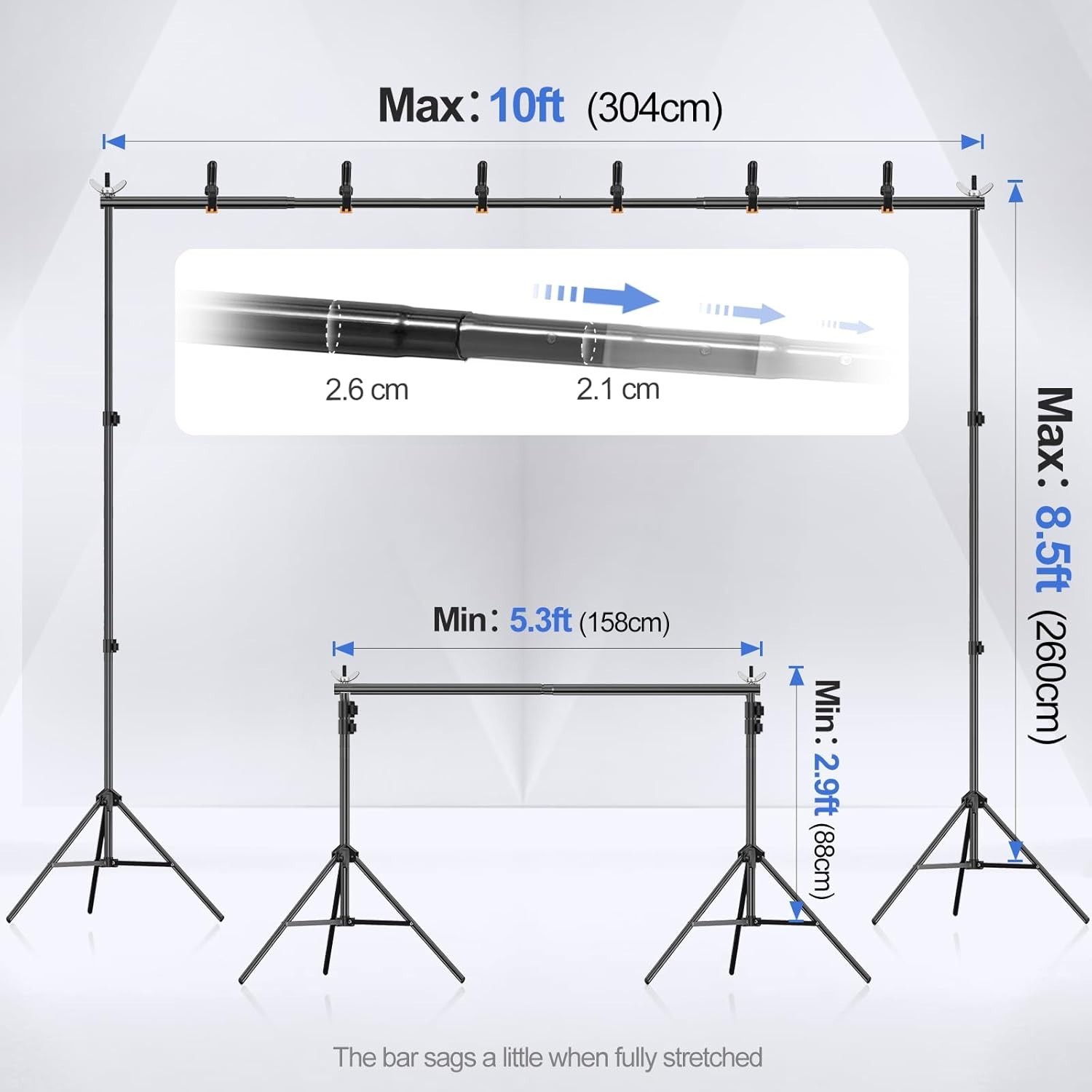 Portable Black Backdrop Stand with Accessories