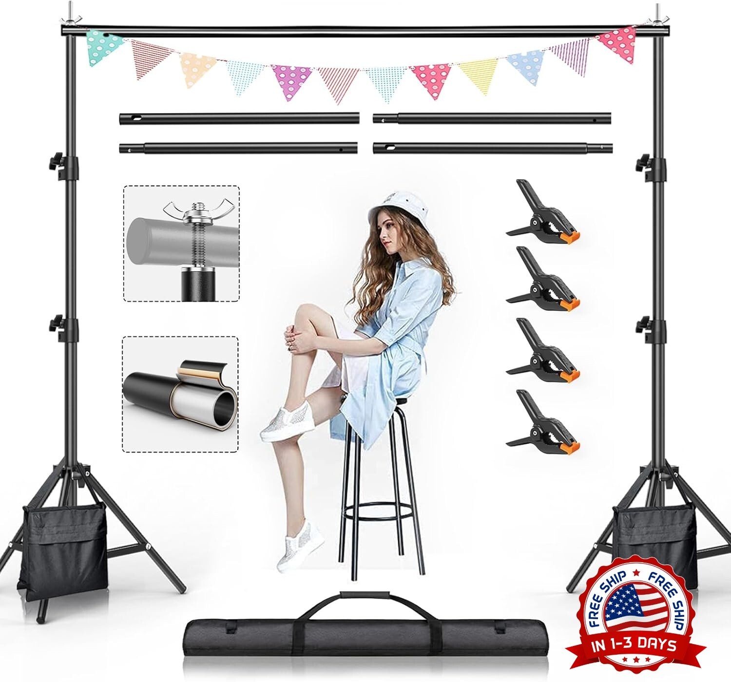 Soporte De Telon De Fondo Para Fiestas Estudio Fotografia 7.5 FTx10 FT Ajustable