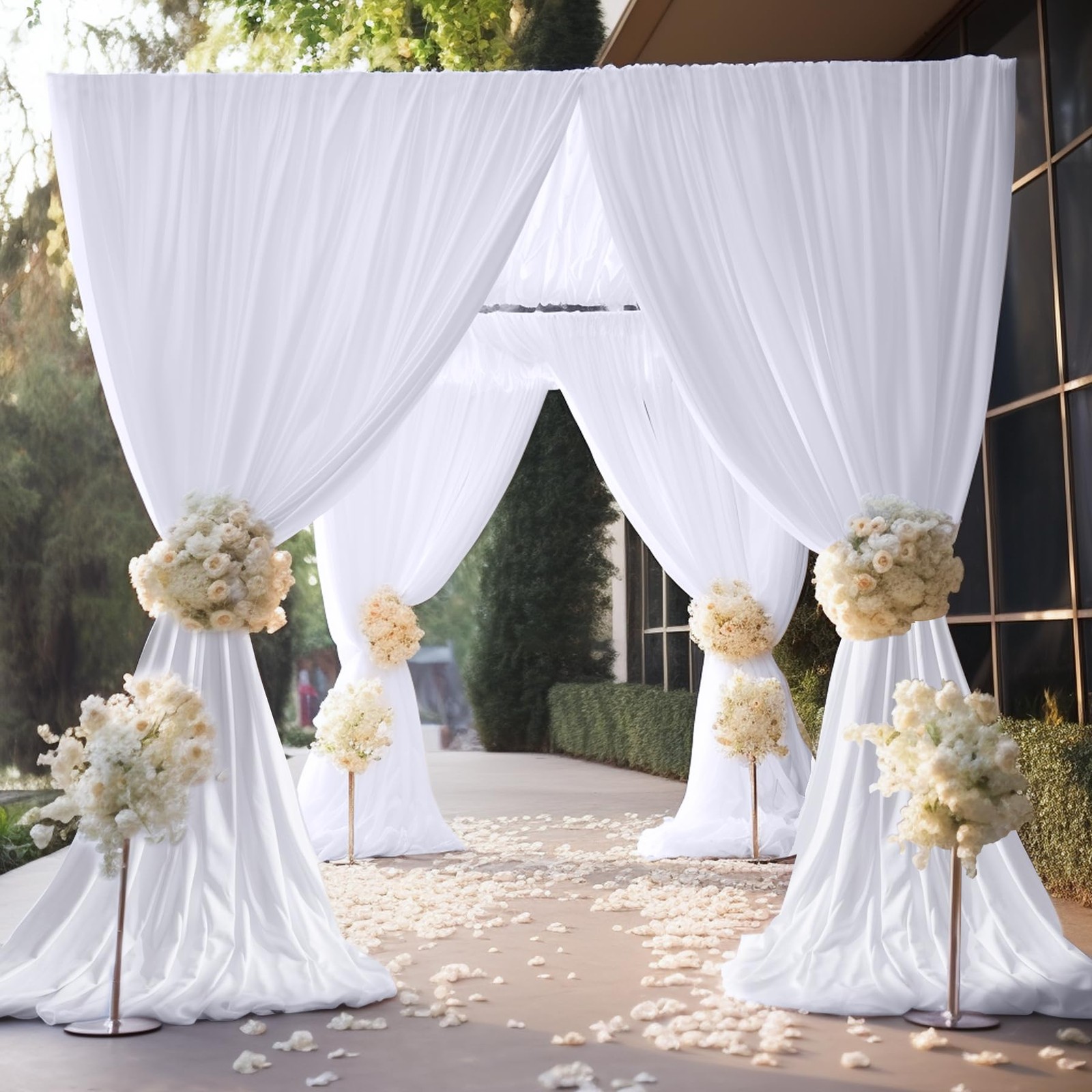 2 Panels 5×10 Ft Wrinkle Free White Backdrop Curtains Polyester 10×9 Ft