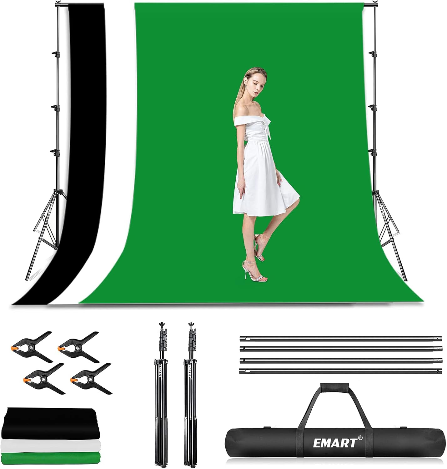 Photo Video Studio Backdrop Stand Kit, 8.5X10Ft Adjustable Photography Greenscre