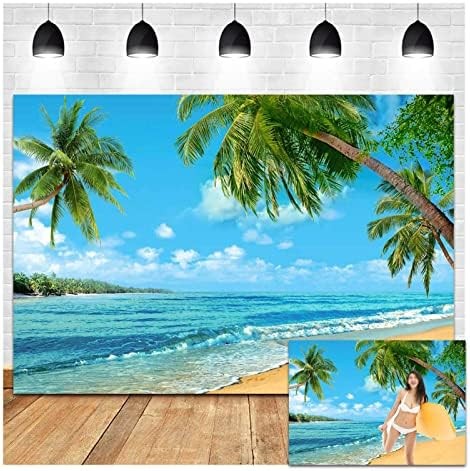 Summer Tropical Hawaii Palm Tree Or Beach Photography Backdrops 7X5FT Blue Sea S