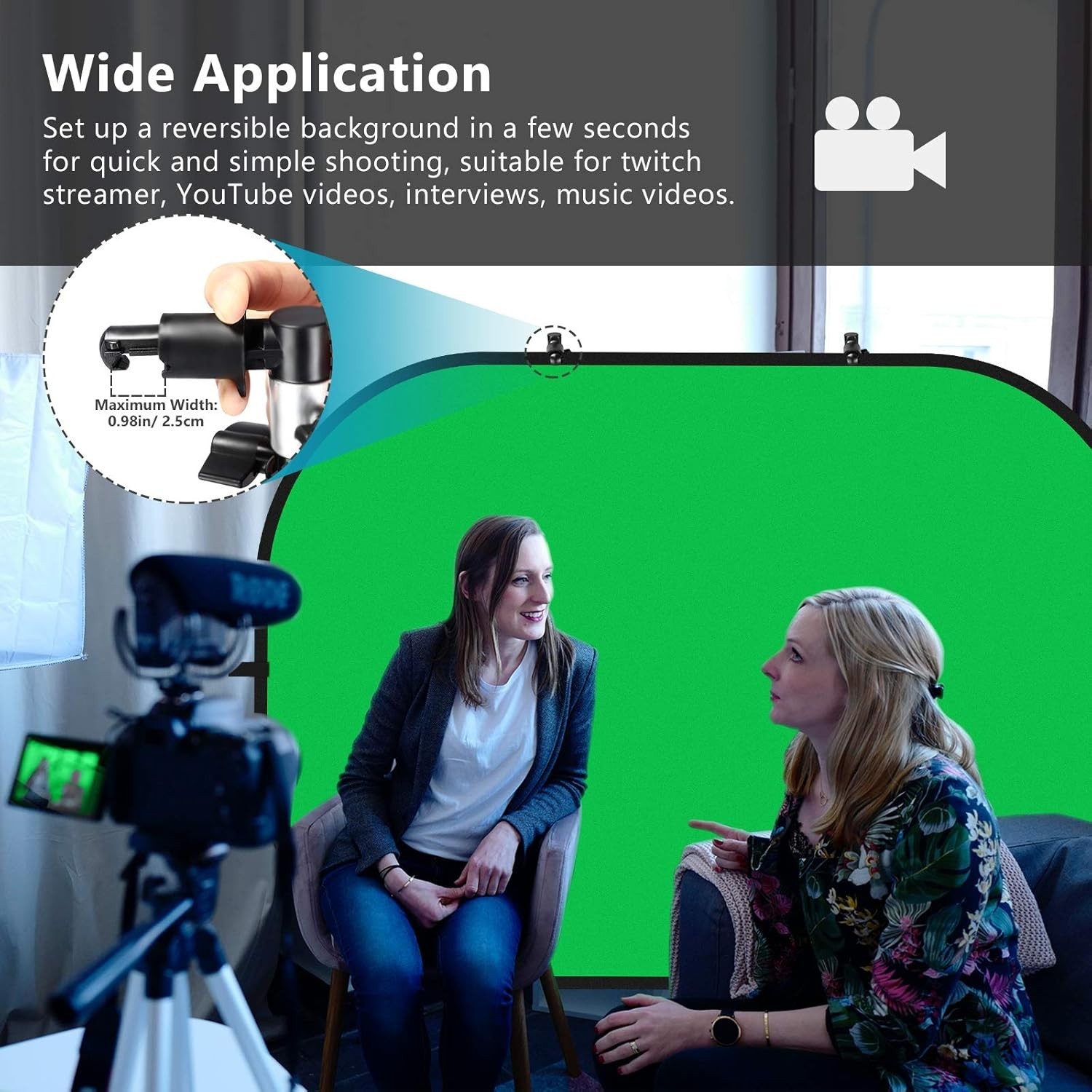 Versatile 5x7ft Green & Blue Reversible Backdrop – Ideal for Photography & Video