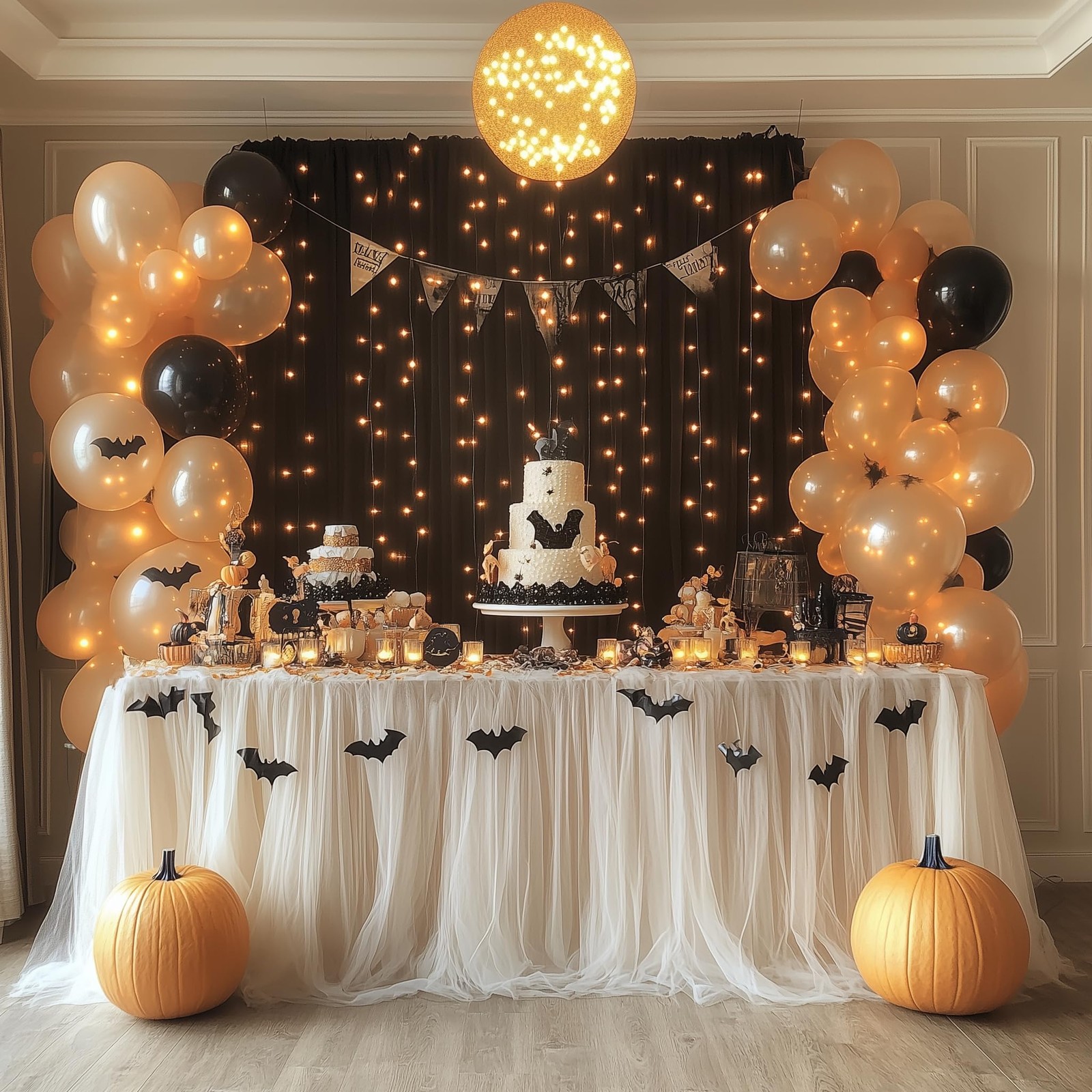 2 Panels 5×8 Ft Black Sheer Tulle Backdrop Curtain Lights Wedding Party