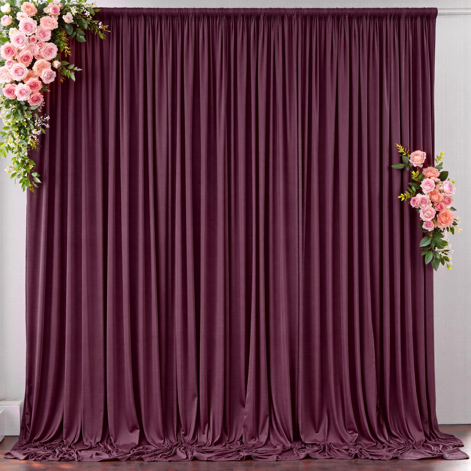 10×10 Ft Maroon Backdrop Curtain Wrinkle Free 2 Panels 5x10ft Burgundy